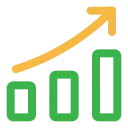 Icon depicting growth and progress with an upward trend.